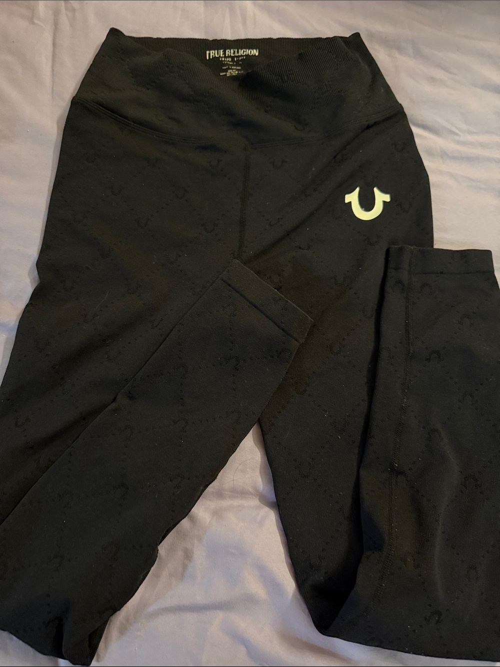 True Religion Black Leggings with Contrast Logo